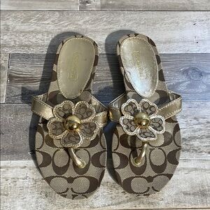 Coach Brown Floral Sandals